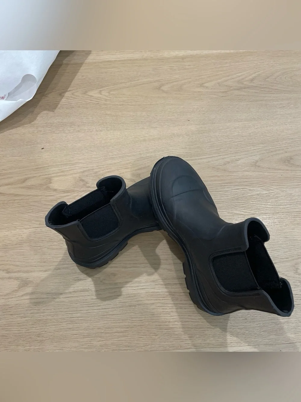 Zara Black Rubber Chelsea-Style Boots